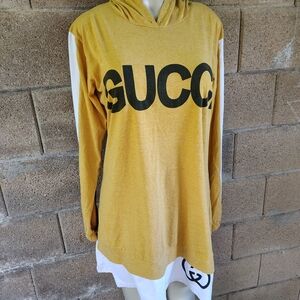 Knock Off Gucci Mustard and White Hoodie Dress